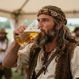 caveman drinking beer at a wedding in real life, realistic, hyper realistic, 8 k, 4 k uhd, great detail, detailed, intricate detail