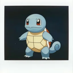 of squirtle light painted by pablo picasso ,vintage Polaroid, grainy film, 35mm