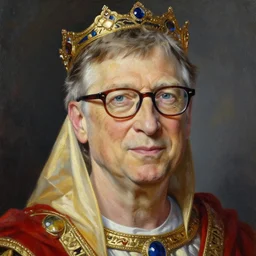 a bill gates, a space empress in byzantine style. beautiful highly detailed face, painting by ilya kuvshinov