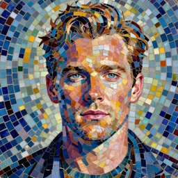 dexter morgan portrait, mosaic, tile, colorful