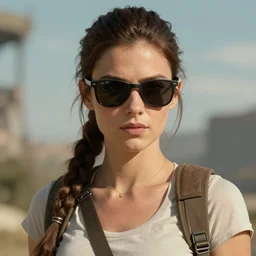 lara croft wearing sunglasses, digital art, fantasy art,