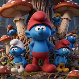 8 k headshot of godlike smurf in the heaviest of mushroom woods by craig mullins, ilya kuvshinov, krenz cushart, epic, artgerm trending on artstation by edward hopper and dan mumford and wlop and rutkovsky, beksinski carl spitzweg moebius and tuomas kocar, intricate artwork by caravaggio, unreal engine 5, lumen, naniteb