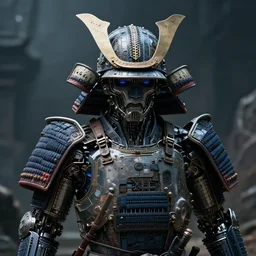 close - up frontal shot of a samurai made of architectural elements, futuristic and dark atmosphere, technology and post human mood, hyper detailed, ultra realistic universe, 8 k, post production, photo real ultra high detail, cinematic lighting, apocalyptic world