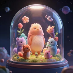 imagine a magical place where all your dreams come true sealed in a a cryochamber in space with a glass dome in the style of disney pixar and artstation, cute creatures, highly detailed, cgsociety, raytracing, unreal engine 5, cinematic lighting, 8 k hd
