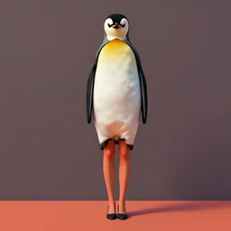 a post - minimalism portrait of a woman wearing penguin hat with very long legs vibrant color scheme, highly detailed, in the style of romanticism, cinematic, artstation, moebius, greg rutkowski