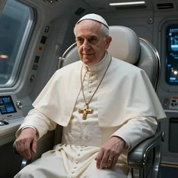 The Pope in a spaceship, hyperdetailed, artstation, cgsociety, 8k