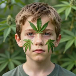 cannabis marijuana kid face!, behance hd by jesper ejsing, by rhads, makoto shinka, lois van baarle, ilya kuvshinov, rossdraws global illumination