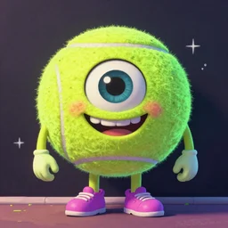 Lofi vaporwave portrait beautiful tennis ball monster diva model,chalk, Pixar style, Tristan Eaton, Stanley Artgerm, Tom Bagshaw, Basil Gogos