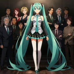 Anime art of beautiful Hatsune miku with beautiful legs by artgerm, rossdraws, magali villeneuve, Lois van baarle, Gil Elvgren, Alberto Vargas, Earl Moran, Art Frahm, Enoch Bolles, symmetrical shoulders