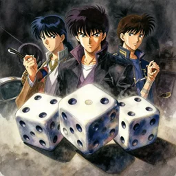 dices, watercolor, dramatic lighting, cinematic, establishing shot, extremely high detail, foto realistic, cinematic lighting, digital art, by Yoshitaka Amano, Ruan Jia, Kentaro Miura, Artgerm, post processed, concept art, artstation, matte painting, style by eddie mendoza, raphael lacoste, alex ross