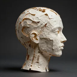 consciousness emerging in a large language model artificial intelligence. ray tracing. papier - mache