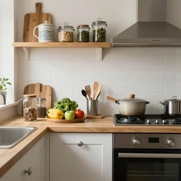 a kitchen with 1 0 objects in it.