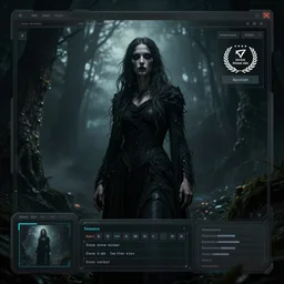 GUI for a program that shows you what you would look like possessed, cyberpunk, horror, esoteric, cryptic