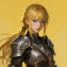 portrait of the young girl warrior with blue eyes, in style of Dark Souls 3 and Elden Ring, by Wlop, fantasy matte painting, golden ratio, trending on cgsociety, cinematic, trending on artstation, vivid and vibrant
