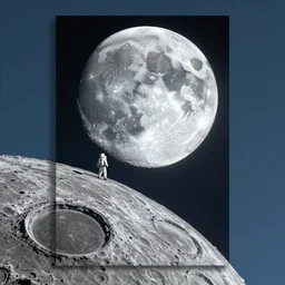 travel to the moon as a poster, full moon, clear picture