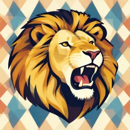 argyle chevron lion roaring, stylized retro pop portrait, geometric art, dan mumford, anato finnstark
