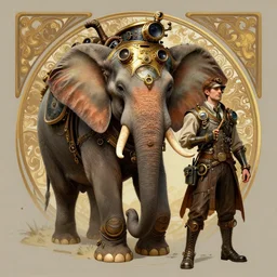 Elephant Steampunk portrait, concept art, art by artgerm and greg rutkowski and alphonse mucha