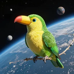 avocado bird in space