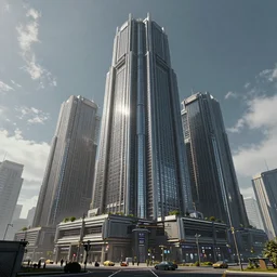 an epic 3 d render of a massive cyberpunk building, by famous 3 d modeller, trending on artstation