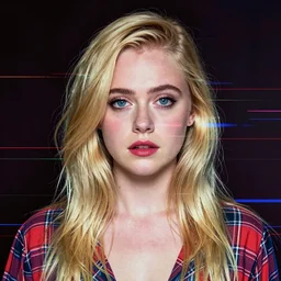 glitch art of Elle Fanning, VHS. 8K. Extremely detailed.