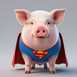 pig wearing like superman.
