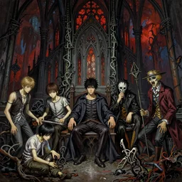 realistic detailed image of a boys nightmare of eternal doom by  Ayami Kojima, Amano, Karol Bak, Greg Hildebrandt, and Mark Brooks, Neo-Gothic, gothic, rich deep colors. Beksinski painting. art by Takato Yamamoto. masterpiece. ultra details, high quality, high resolution .
