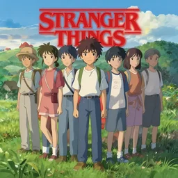 Eleven from Stranger things by Makoto Shinkai , character,anime, landscape!!