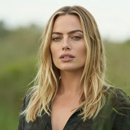 Double exposure of margot robbie with nature, highly detailed, trending on artstation