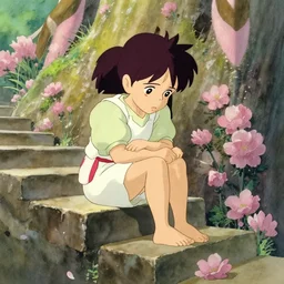 a wholesome animation key shot of nausicaa sad that her steps were taken away, studio ghibli, pixar and disney animation, sharp, disney concept art watercolor illustration by mandy jurgens and alphonse mucha and alena aenami, pastel color palette, bloom, dramatic lighting