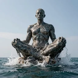 a giant sculpture of the birth of the universe on the ocean water, in the style of joseph beuys, award winning, cinematic, hyper - realistic, very detailed, realistic water splashes, ray tracing, 8 k resolution, long - shot, sharp focus, low angle, 8 5 mm photograph, wide lens