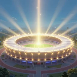photo of stadium : 4 radiating a glowing aura global illumination ray tracing hdr : 2 in matte painting whimsical fairy wonderland vibrant colors candyland wonderland gouache swirls detailed : 2 by beatrix potter : 3 daniela uhlig and jamie hewlett : 6
