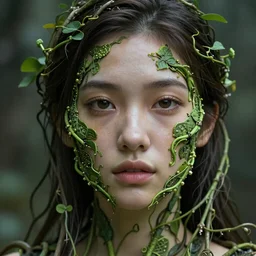 a young womans face engulfed in green vines, surreal Art Station, concept art, cinematic, 8k, Pinterest, cgsociety, hyper detailed, ultra realistic, epic, high resolution, post processing, ultra high quality, sci fi, sharp, 4k UHD, realistic, intricate, details, masterpiece, Deviant Art, Trending on Artstation, Unreal Engine 4k, octane render