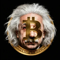 cell shaded front face head shot of einstein as bitcoin logo!, concept art, llustration, concept art by josan gonzales and wlop, by james jean, victo ngai, david rubin, mike mignola, laurie greasley, highly detailed, sharp focus, logo trending on artstation, hq, deviantart, art by artgem
