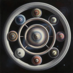 painting of an interstellar very very symmetric dyson rings, robert mccall, rick guidice, noah bradley, jim burns, les edwards, james gilleard, very coherent, extremely detailed, 4 k resolution, hd