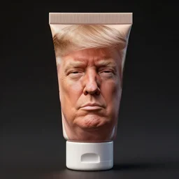 simple primitive tube shape of donald trump, textured with photorealistic human skin, photoreal details, straight smooth vertical, highly realistic bump map, surface painter, pixar renderman