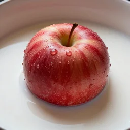 an apple floating in chocolate milk 8k photo macro