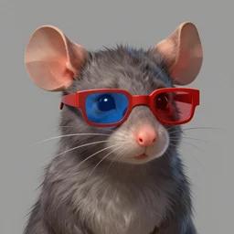 character design portrait of an anthropomorphic furry rat girl with rat ears, wearing red blue 3 d glasses, looking at camera, 4 k, concept art, by wlop, ilya kuvshinov, artgerm, krenz cushart, pixiv.