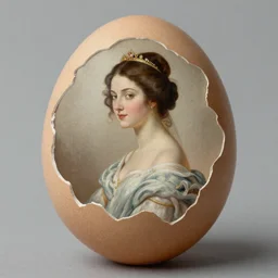 an Eggshell painting of an elegant lady