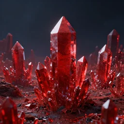 a epic landscape full of big red crystals spikes emerging from the ground, concept art, octane render, unreal engine 5, trending on artstation, greg rutkowski, hyperrealistic, highly detailed, high quality, 8 k, dramatic lighting, cinematic, high coherence, high contrast, digital art, high definition, path traced, night