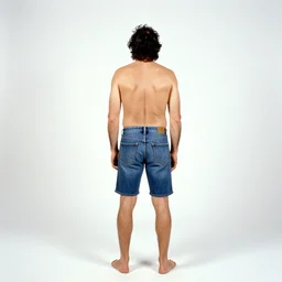 fidel castro wearing denim shorts, from behind, full body portrait, 3 5 mm film, by nan goldin