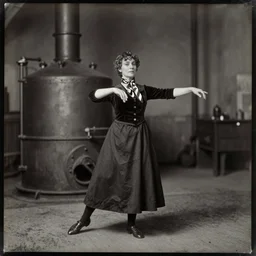 wet plate photograph, portrait of scarves dancer, victorian era boiler room, coal dust, 1 8 7 0