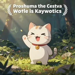 cat waving, emote, twitch, chibi style, art by plushunagi