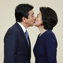A photo of Shinzo Abe and Tsai Ing-wen kissing.