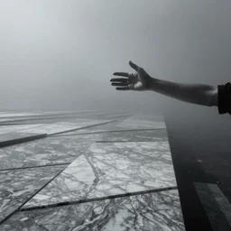 arm reaching out of thick fog, marble slabs, zdzislaw beksinski