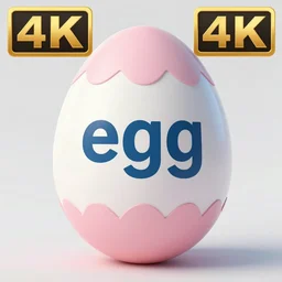 an hd 4 k detailed photo of a pink, blue and white egg that says'egg'