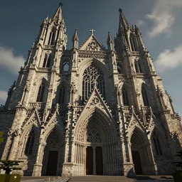 hyper detailed gothic cathedral in the style of minecraft