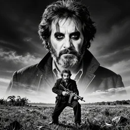 Bob Ross as Scarface, Scarface black and white movie poster. machinegun