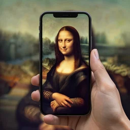 monalisa painting using a smartphone