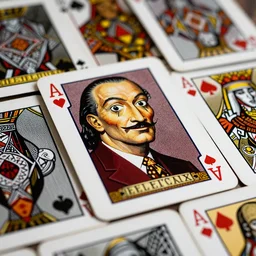 a set of illuminati playing cards in the style of Salvador Dali, hyper-realistic, highly detailed, depth of field, High definition, 8k, octane render, artstation