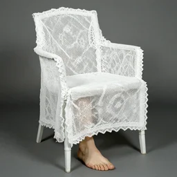 lace chair with human feet. karl blossfeldt, salvador dali